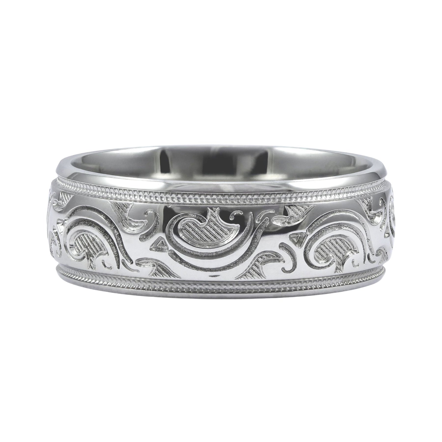 COBALT CHROME 8MM WEDDING BAND WITH LASER CARVED PATTERN