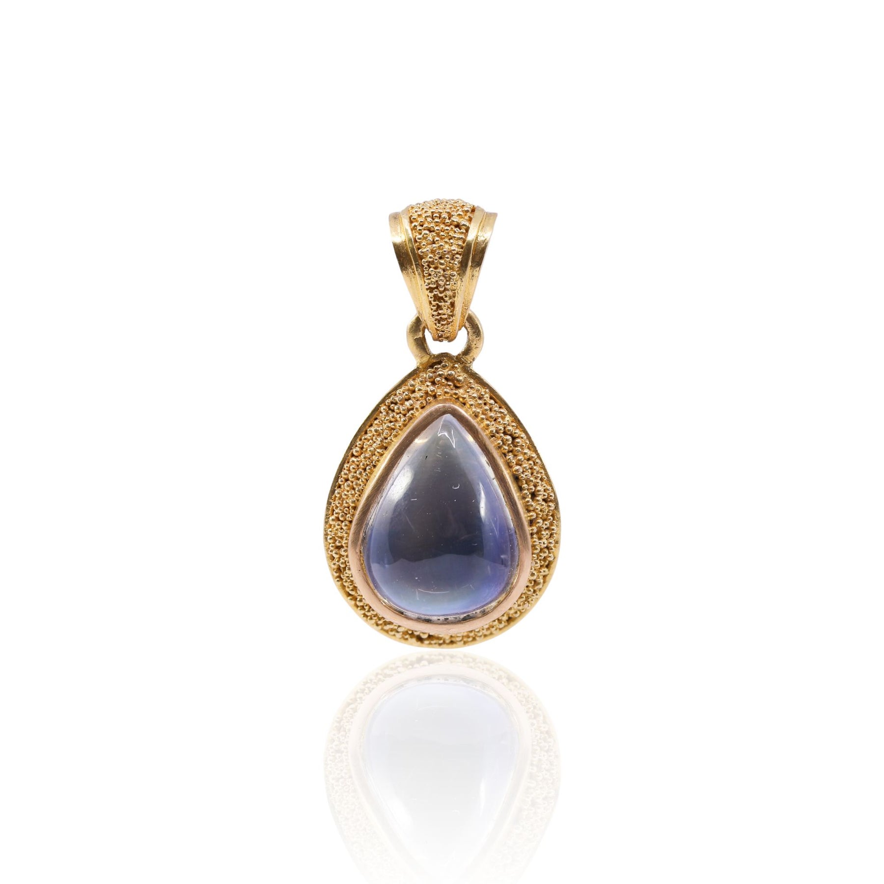 STEVEN BATTELLE 22K YELLOW GOLD TEARDROP MOONSTONE PENDANT