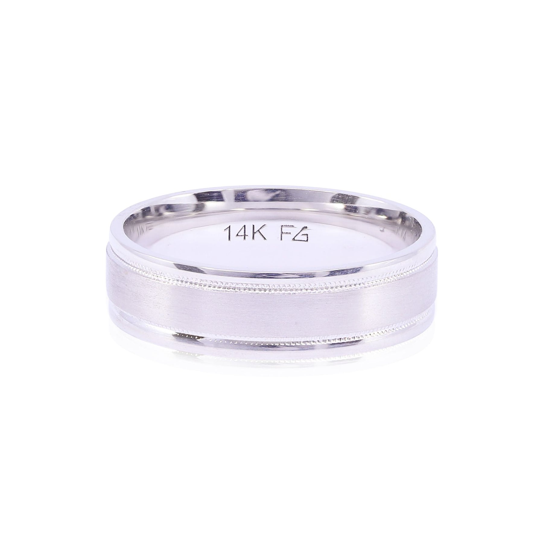 14K WHITE GOLD CARVED WEDDING BAND