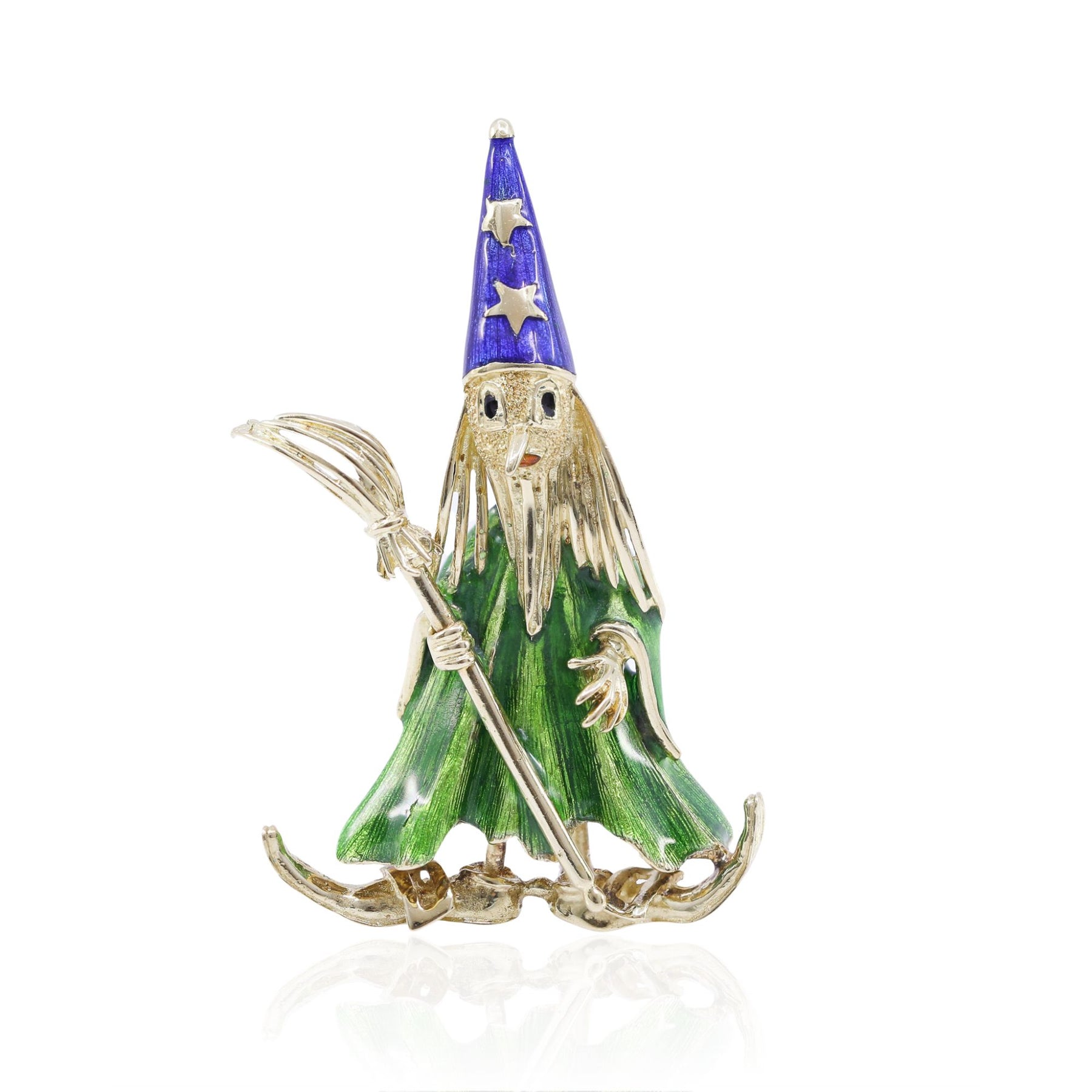 ESTATE 10K-14K YELLOW GOLD ENAMEL WIZARD&