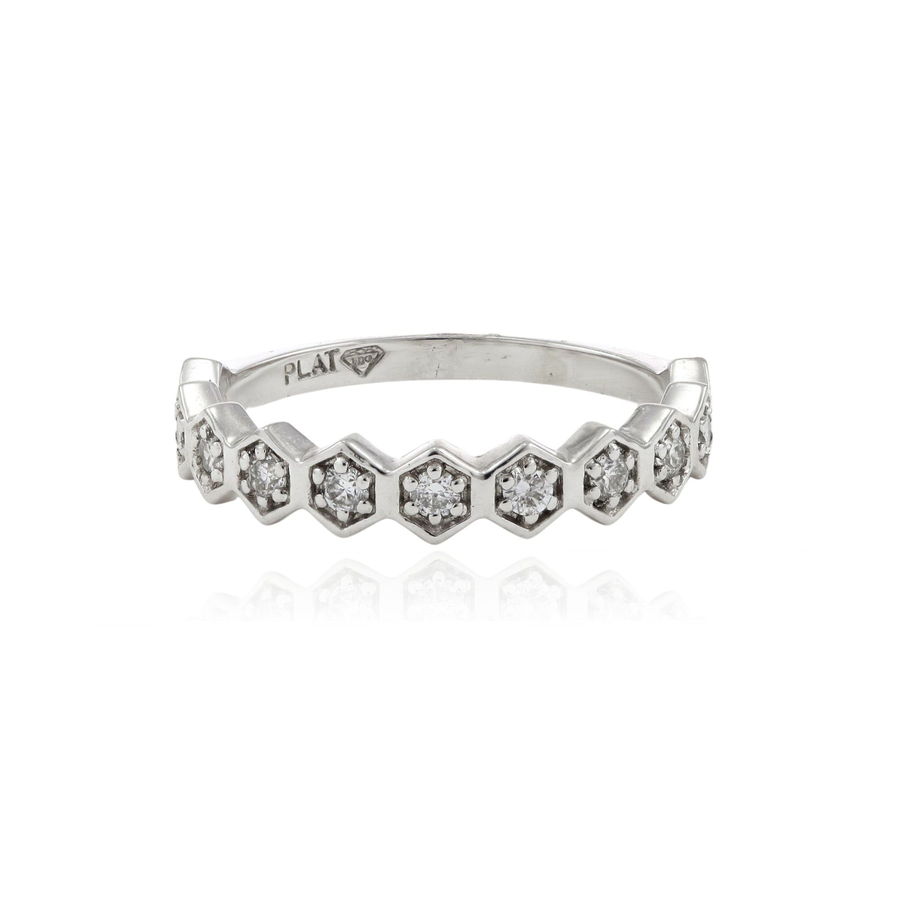 PLATINUM HEXAGONAL DIAMOND STACKING BAND 0.26CTW