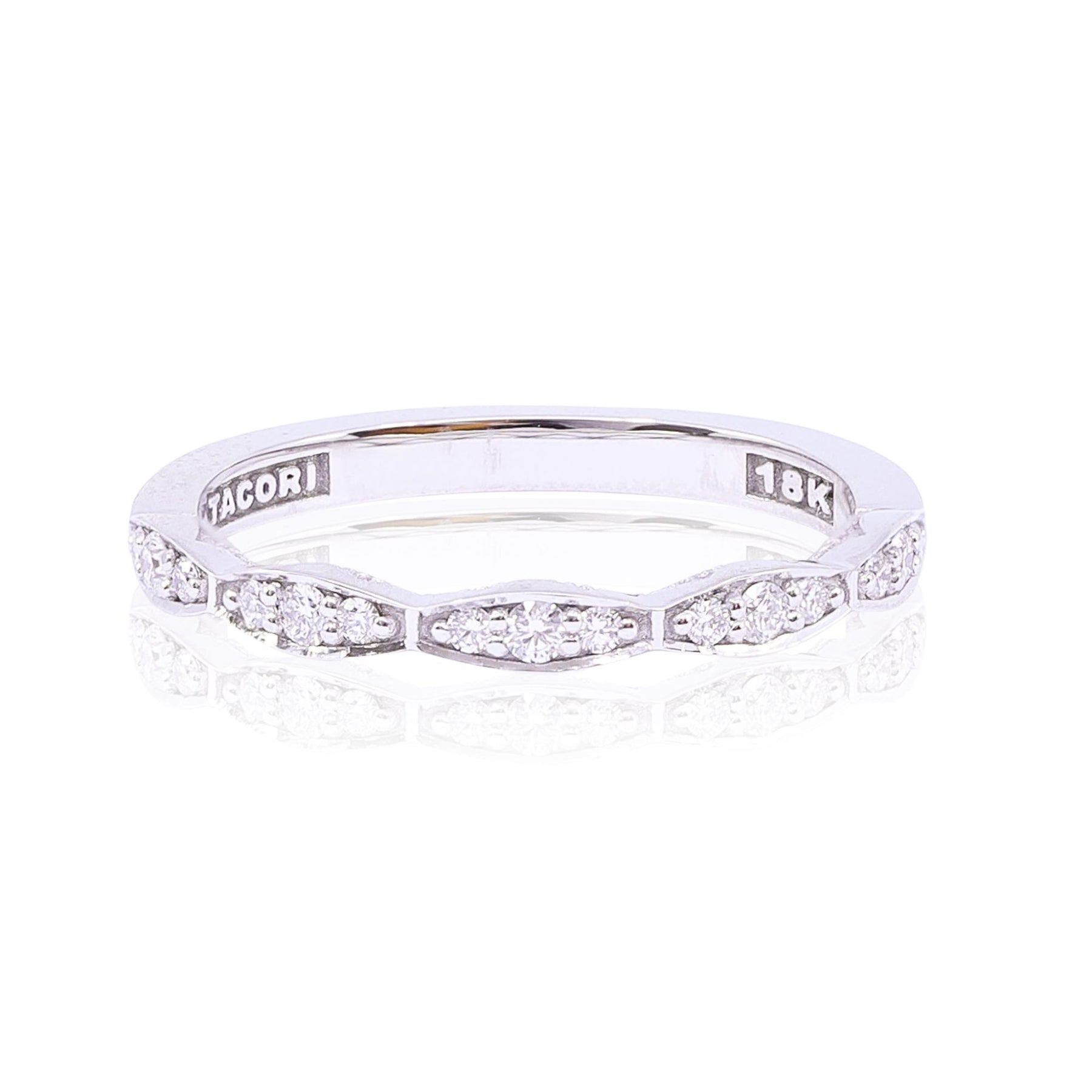 TACORI MARQUISE DESIGN 18K WHITE GOLD DIAMOND WEDDING BAND