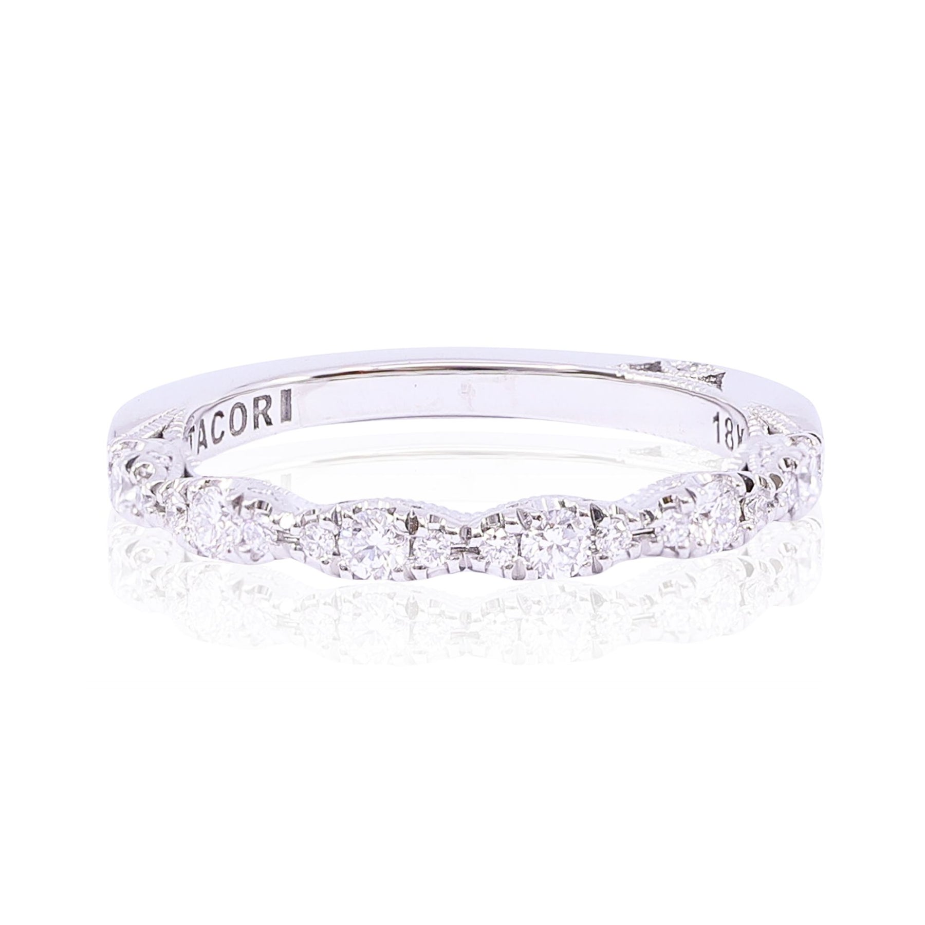 TACORI PETITE CRESCENT 18K WHITE GOLD DIAMOND WEDDING BAND