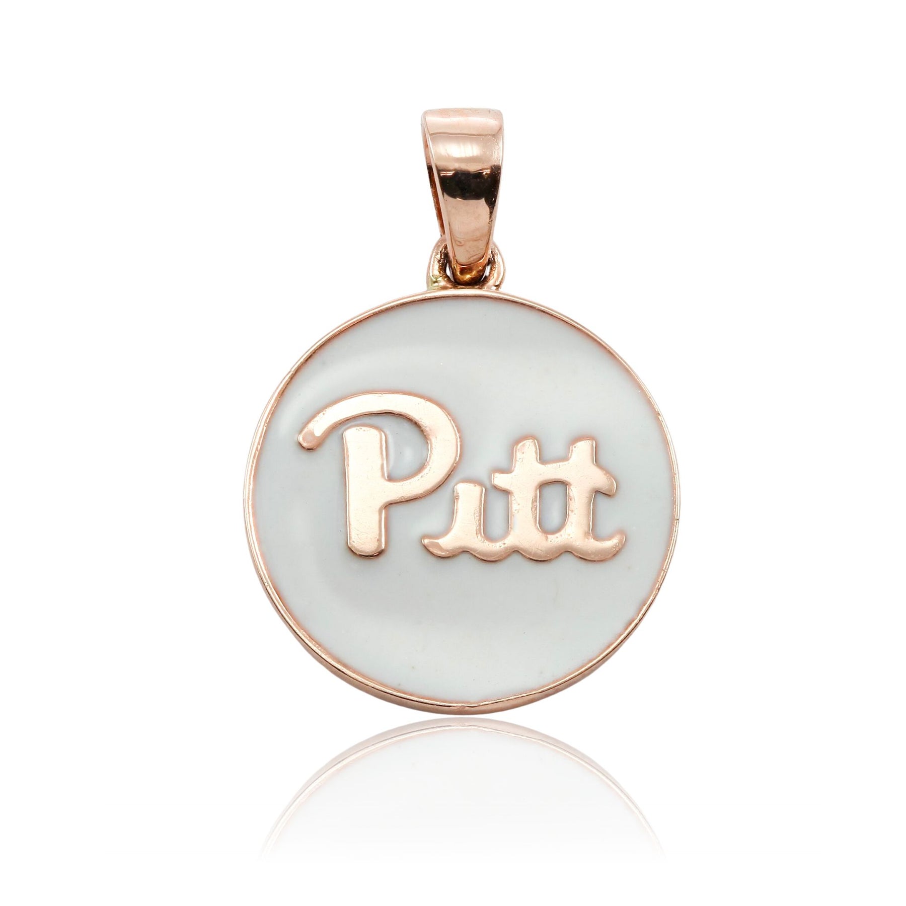 14K ROSE GOLD UNIVERSITY OF PITTSBURGH PITT WHITE ENAMEL CHARM