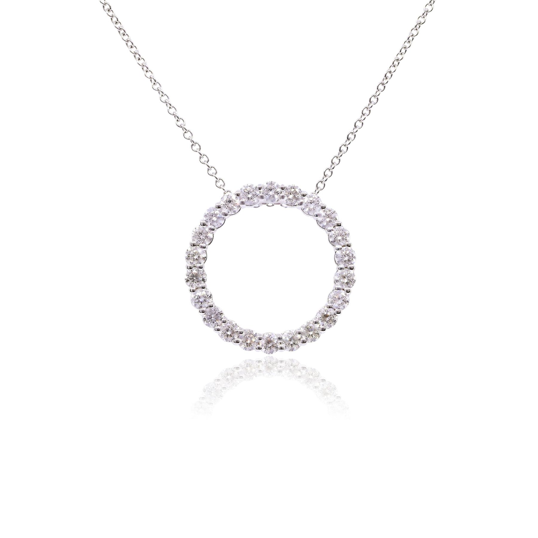 14K WHITE GOLD DIAMOND OPEN CIRLCE NECKLACE - 0.97CTW