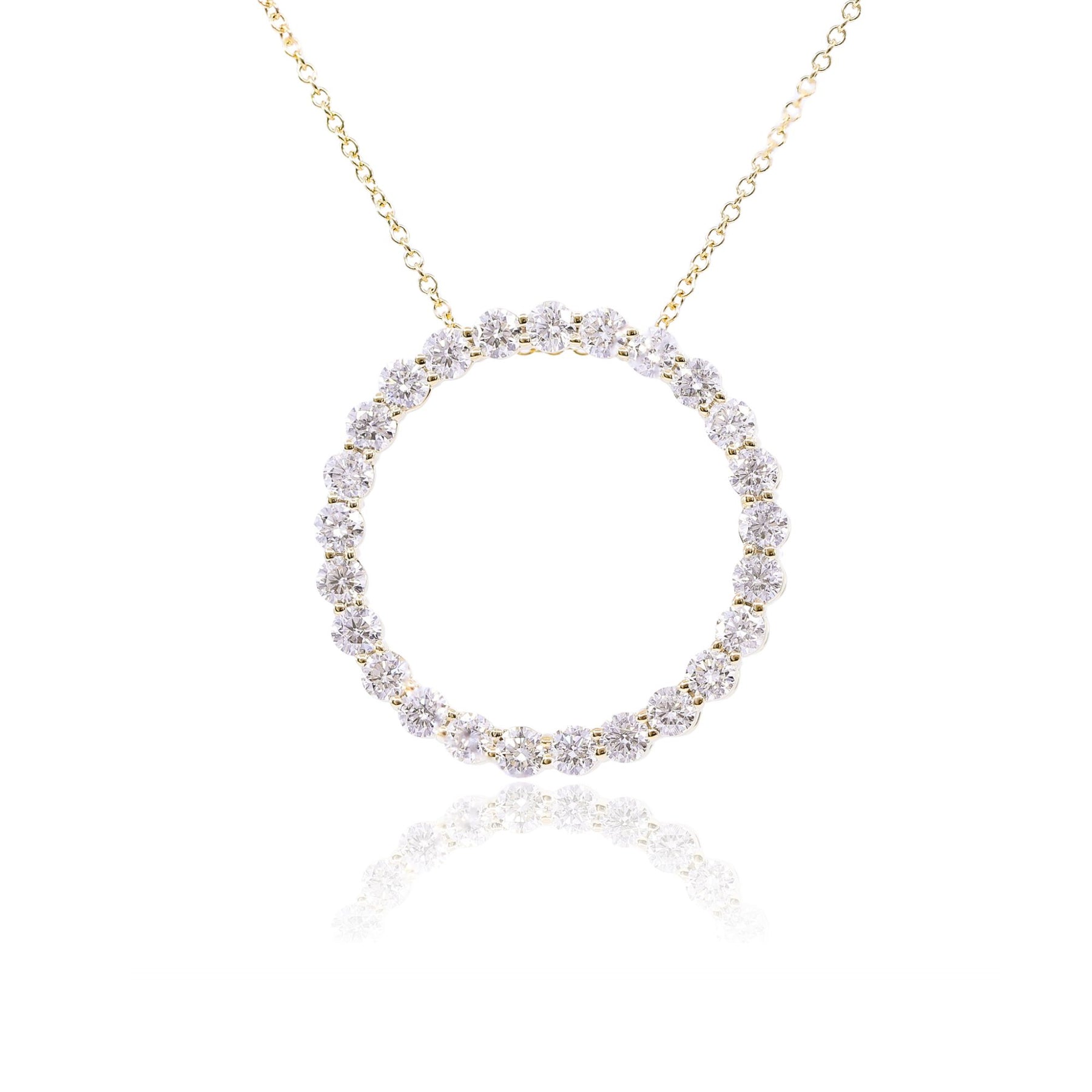 14K YELLOW GOLD DIAMOND OPEN CIRCLE NECKLACE - 2.03CTW