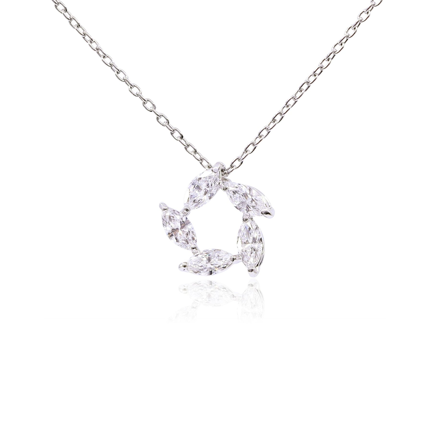 PLATINUM DIAMOND PINWHEEL PENDANT NECKLACE - 0.50CTW