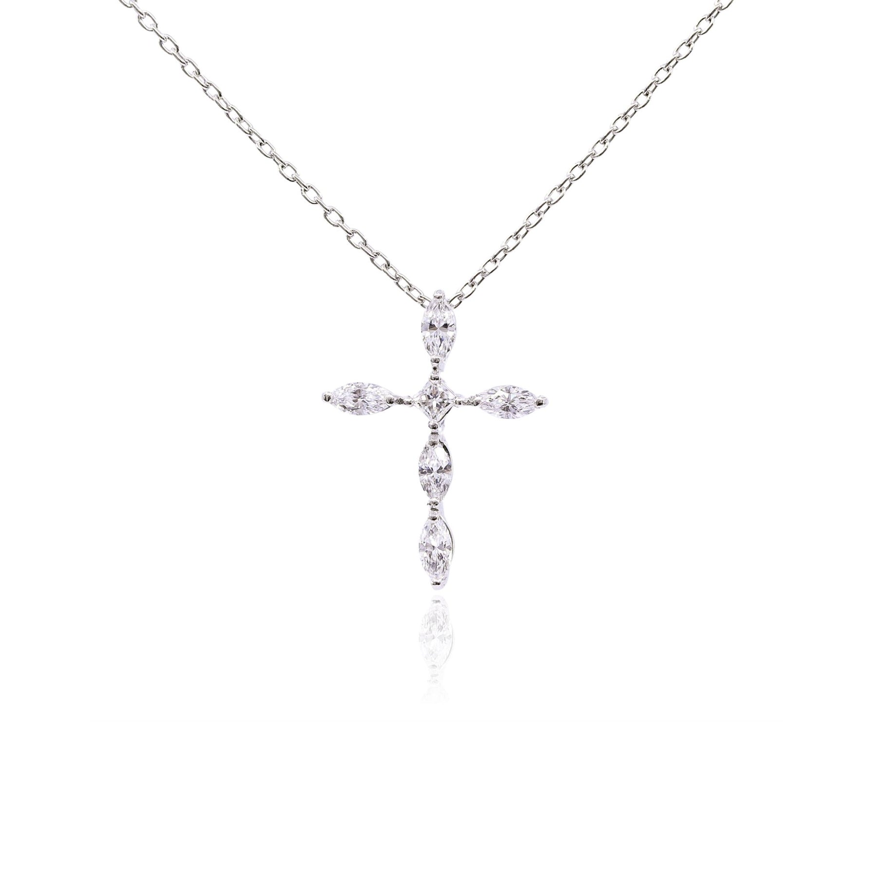 PLATINUM DIAMOND CROSS PENDANT NECKLACE - 0.35CTW