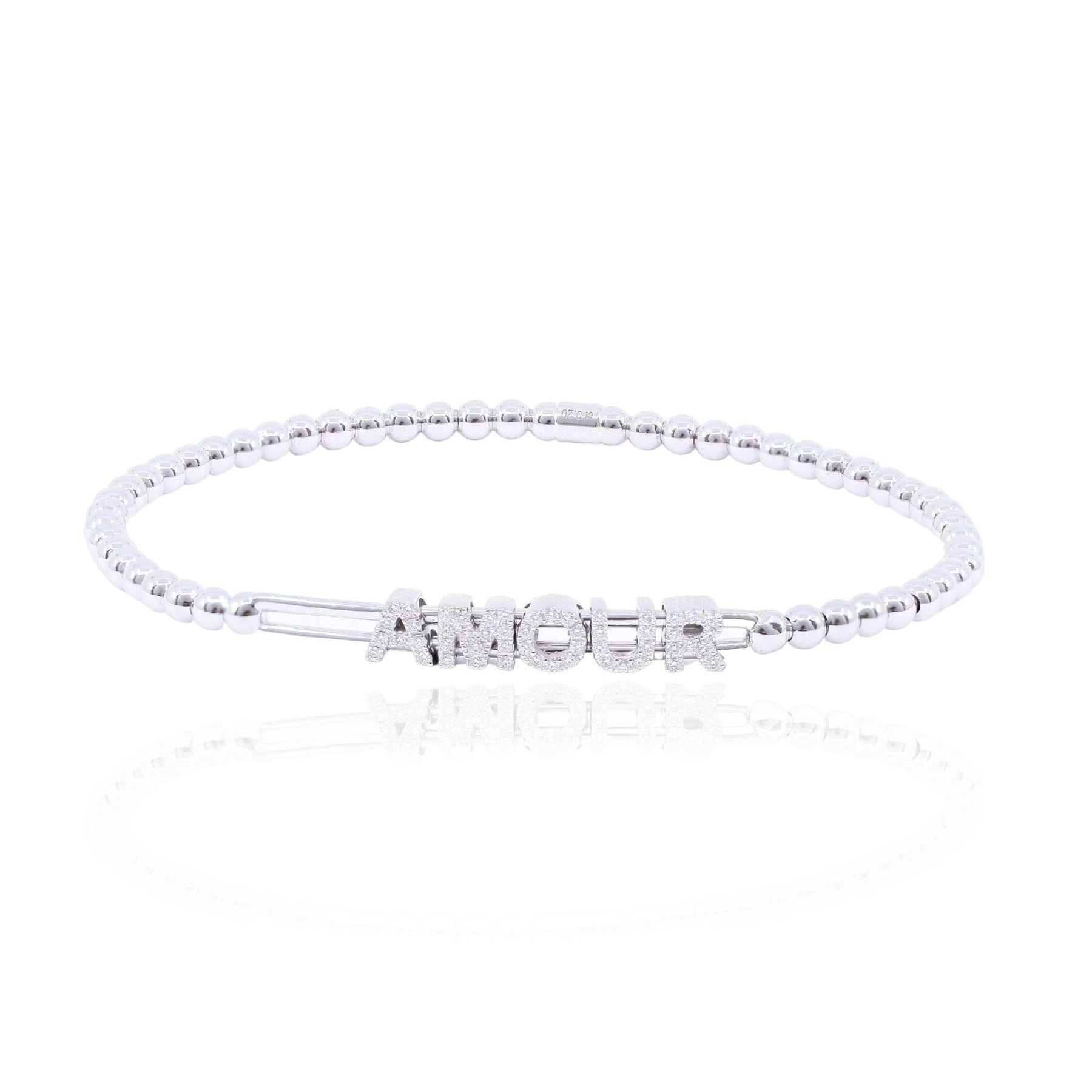 18K WHITE GOLD PAVE DIAMOND AMOUR BEADED STRETCH BRACELET