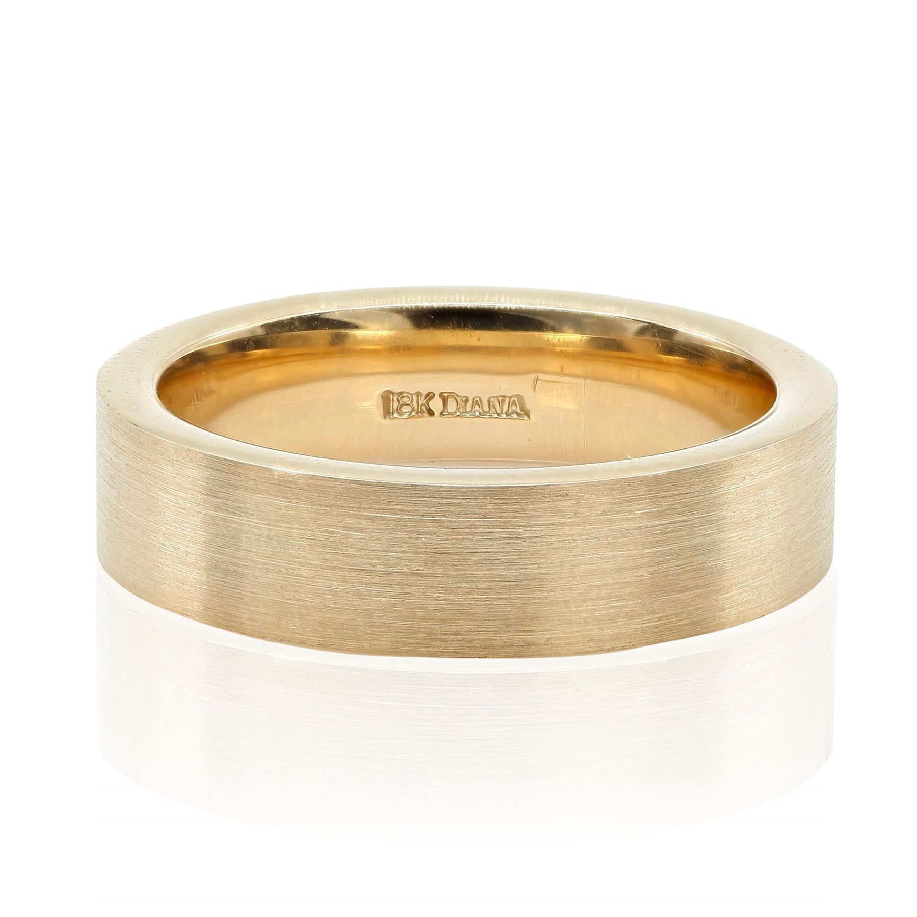 SATIN 18K YELLOW GOLD 6MM WEDDING BAND BRUSHED FINISH