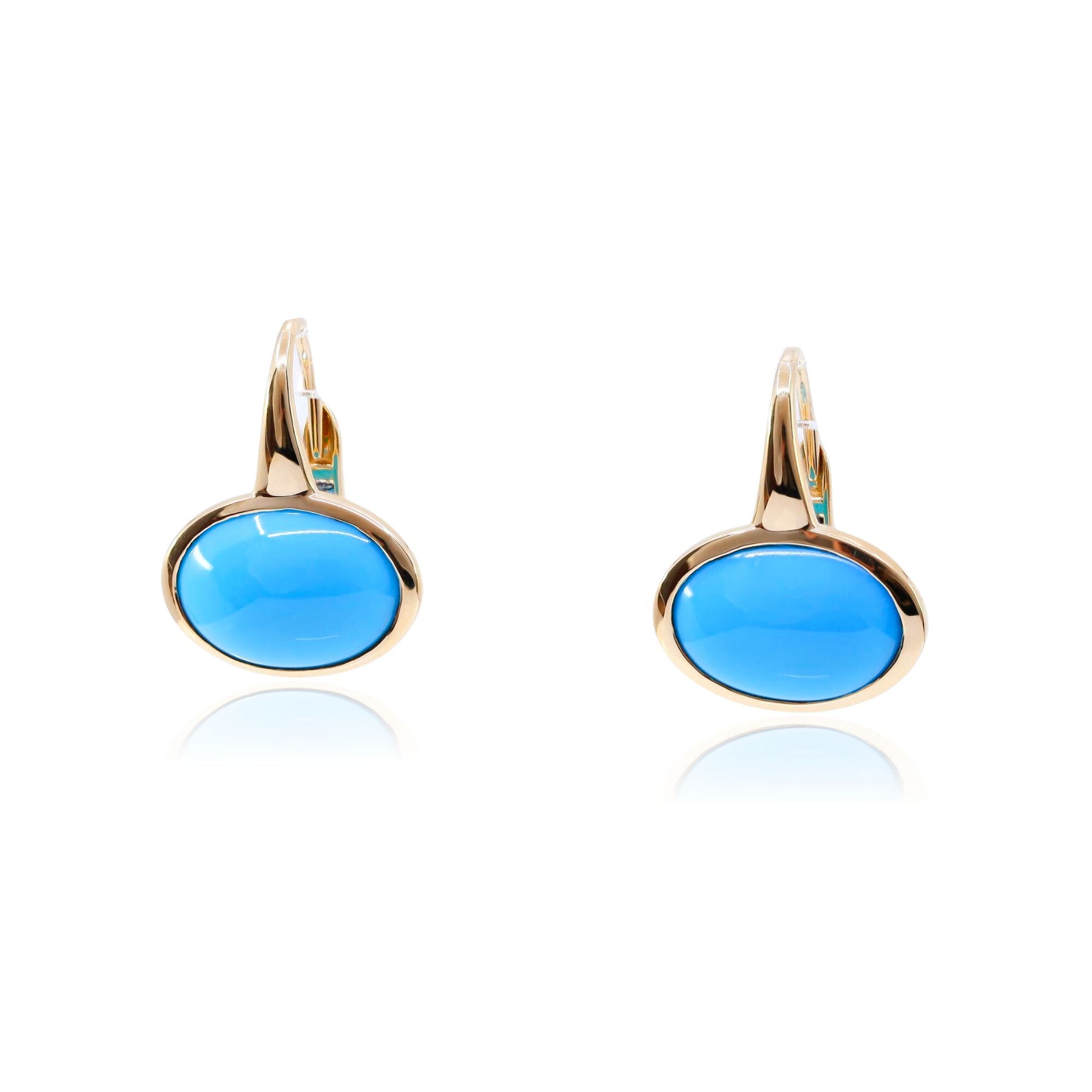 EXCLUSIVELY NINA 18K YELLOW GOLD SIMPLY SMOOTH TURQUOISE EARRINGS