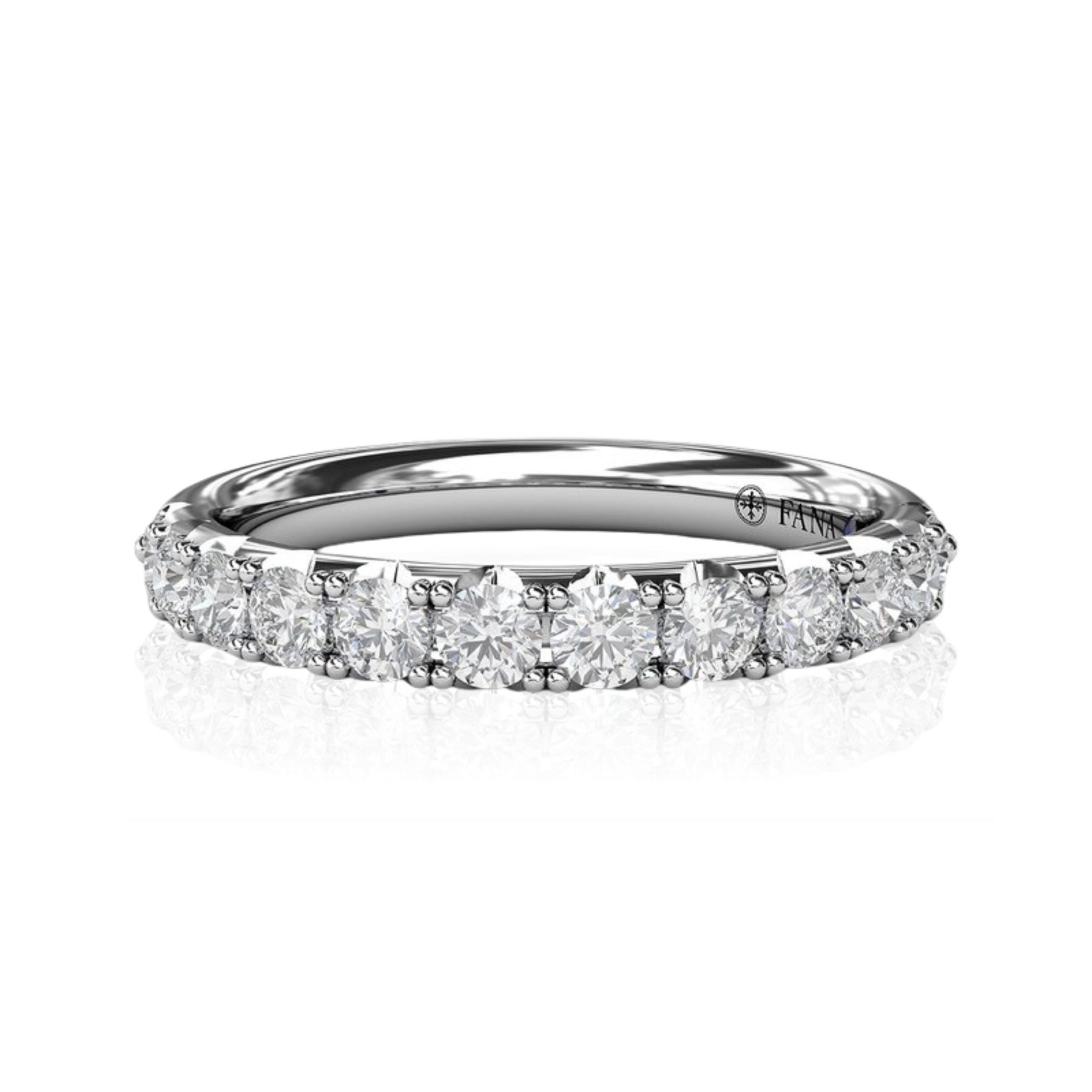 14K WHITE GOLD BEAD SET DIAMOND BAND - 0.66CTW