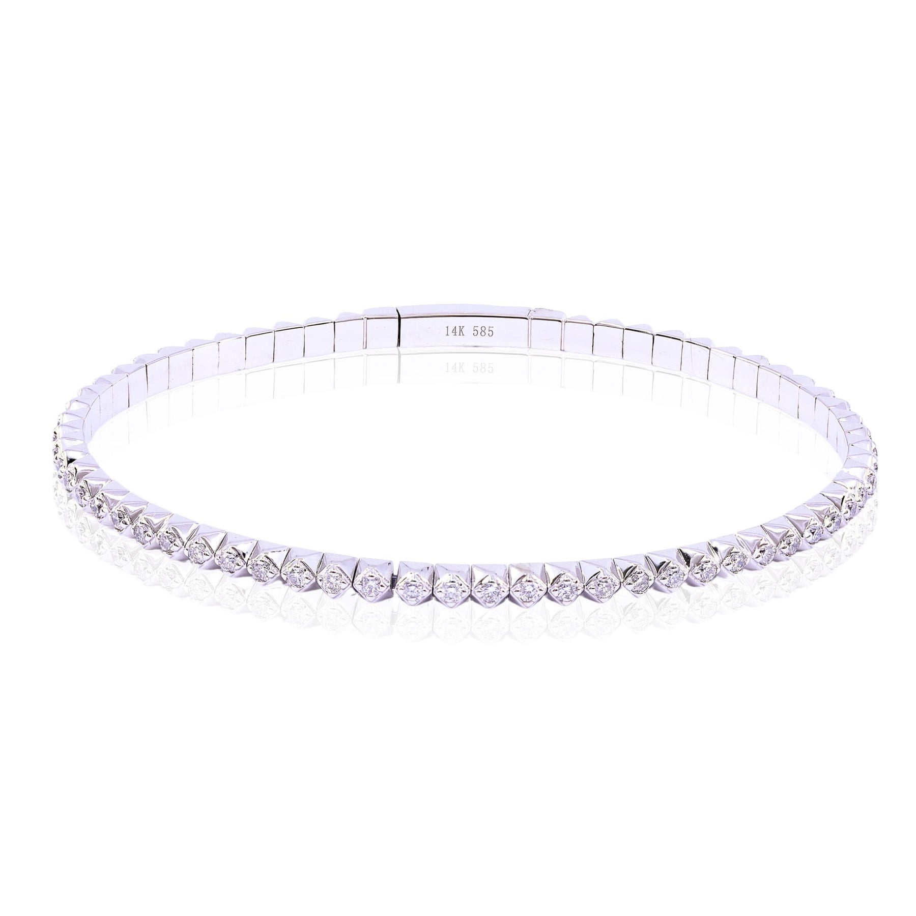 14K WHITE GOLD DIAMOND FLEXIBLE BANGLE BRACELET - 0.91CTW