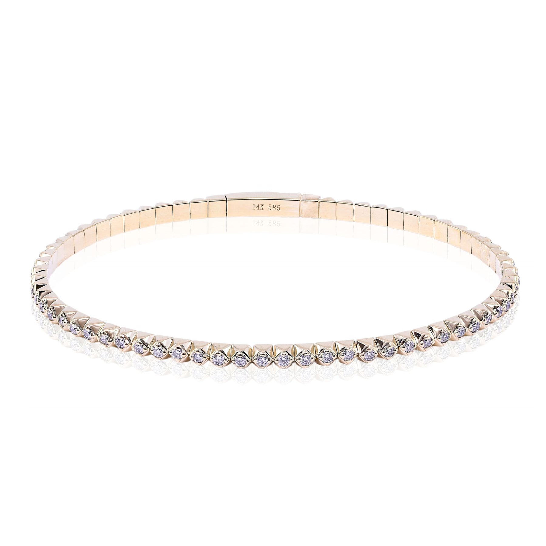 14K YELLOW GOLD DIAMOND FLEXIBLE BANGLE BRACELET - 0.89CTW