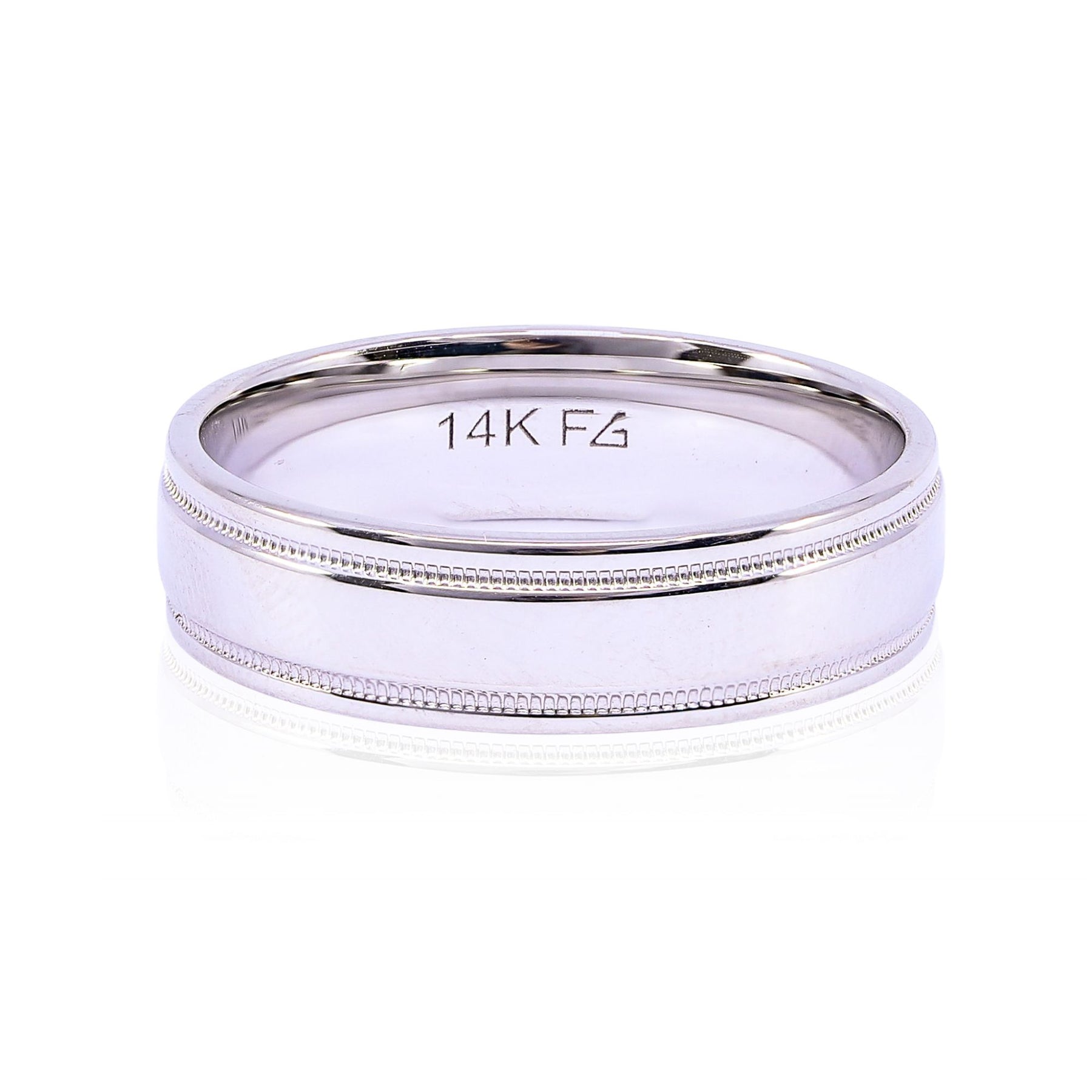 14K WHITE GOLD CARVED WEDDING BAND