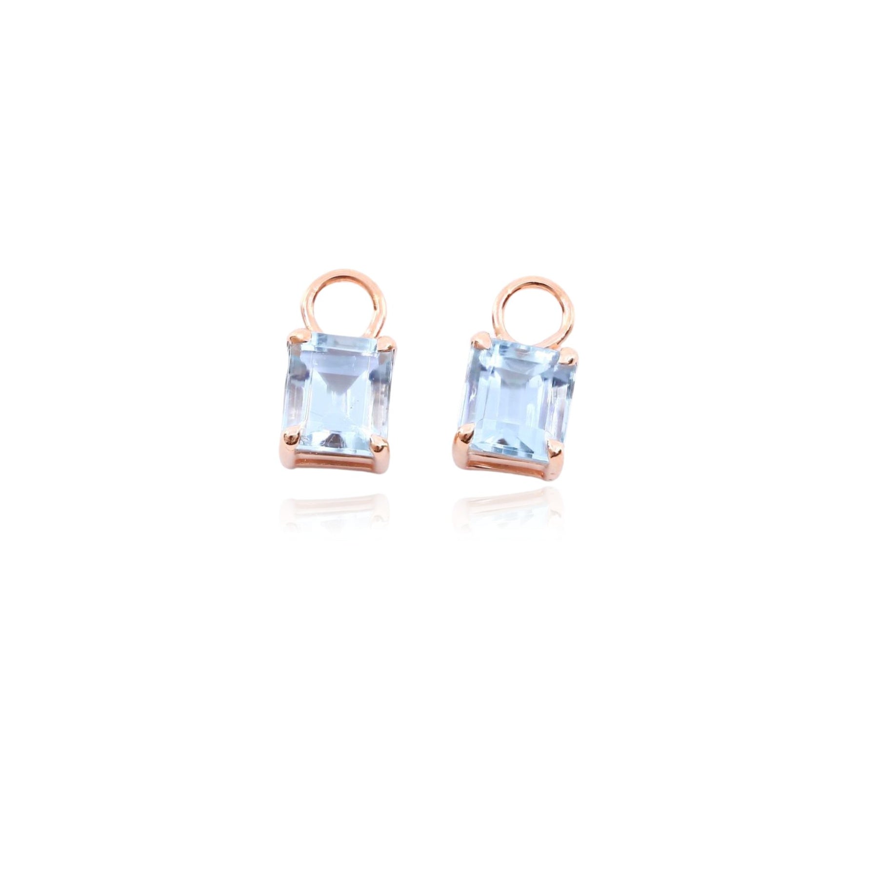 18K ROSE GOLD PRINCESS-CUT AQUAMARINE EARRING CHARMS