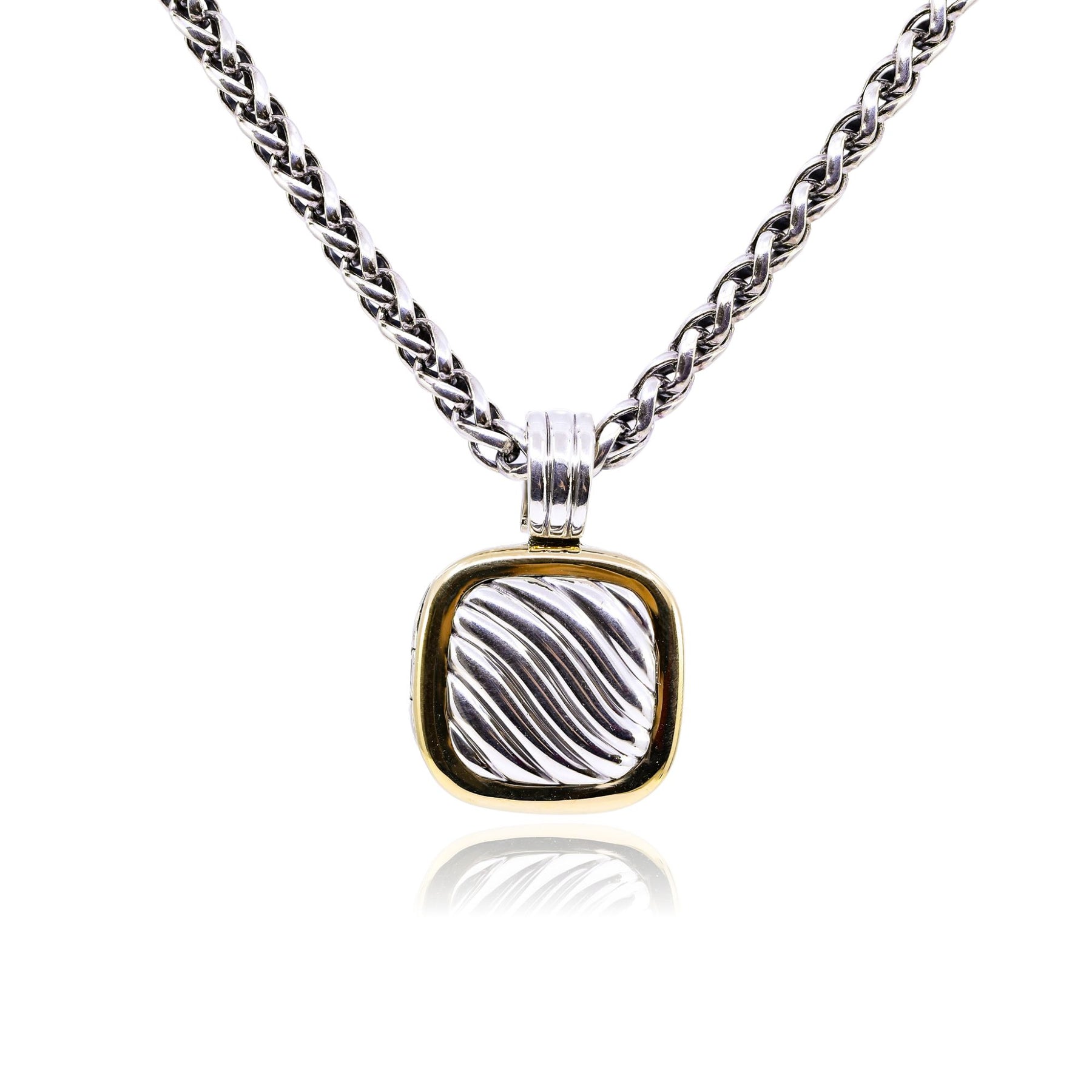 ESTATE DAVID YURMAN STERLING SILVER 18K YELLOW GOLD LOCKET