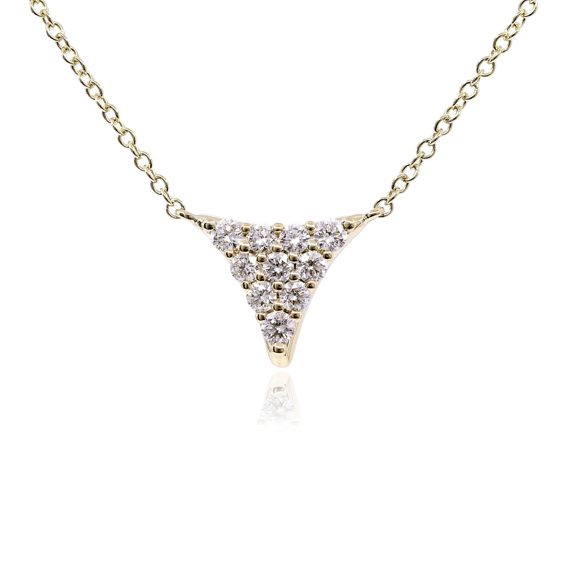 14K YELLOW GOLD DIAMOND PAVE TRIANGLE NECKLACE - 0.31CTW