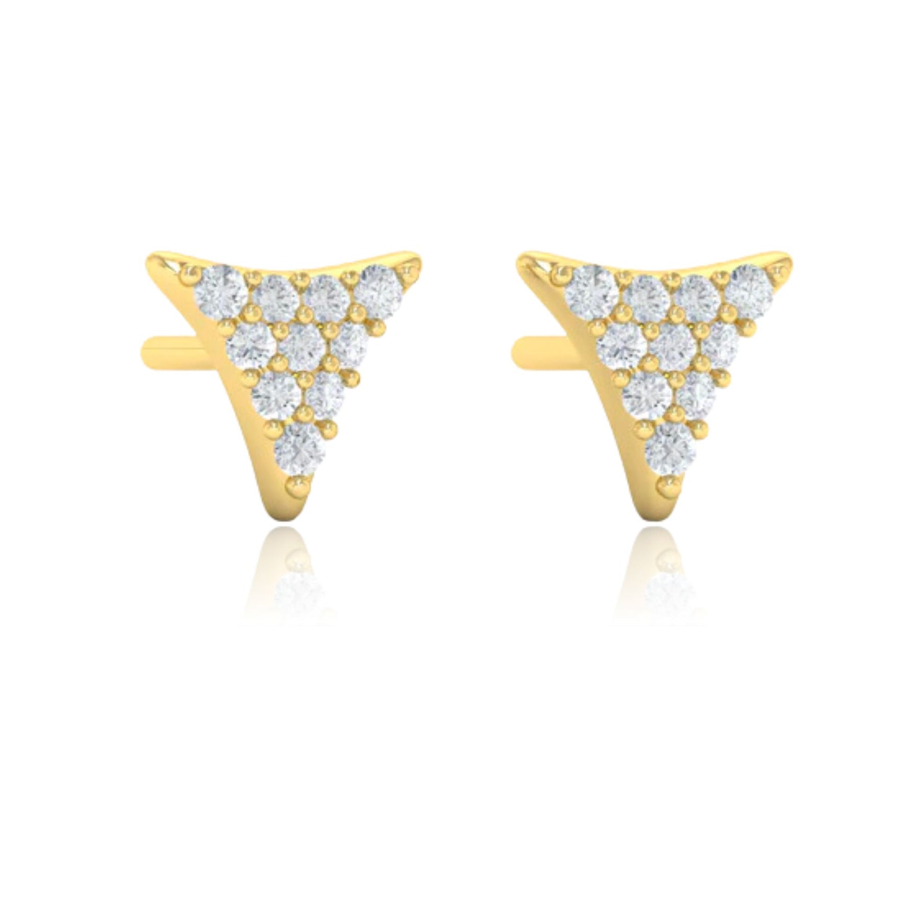 14K YELLOW GOLD DIAMOND PAVE TRIANGLE EARRINGS - 0.28CTW