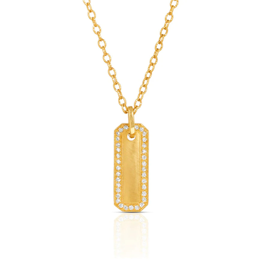 SUNEERA 14K YELLOW GOLD WREN DIAMOND BAR PENDANT (CHAIN NOT INCLUDED)