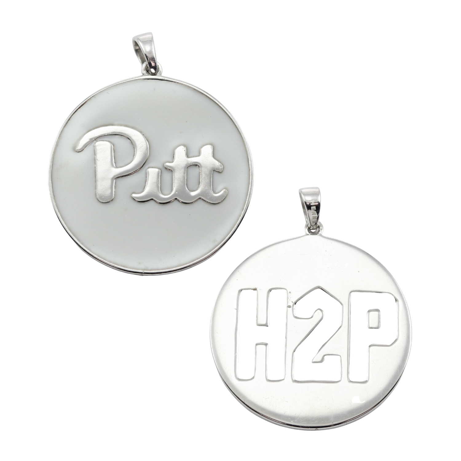 Sterling Silver Pitt and H2P White Enamel Charm 18mm