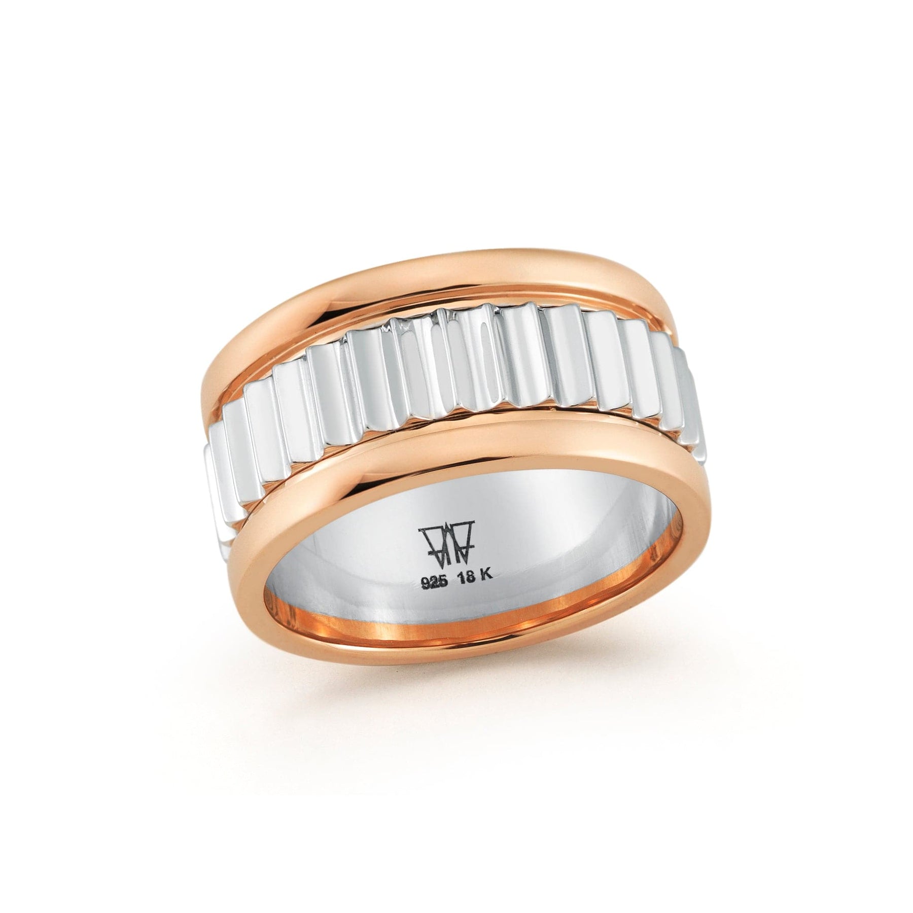 Walters Faith Sterling Silver and 18K Rose Gold Fluted Ring