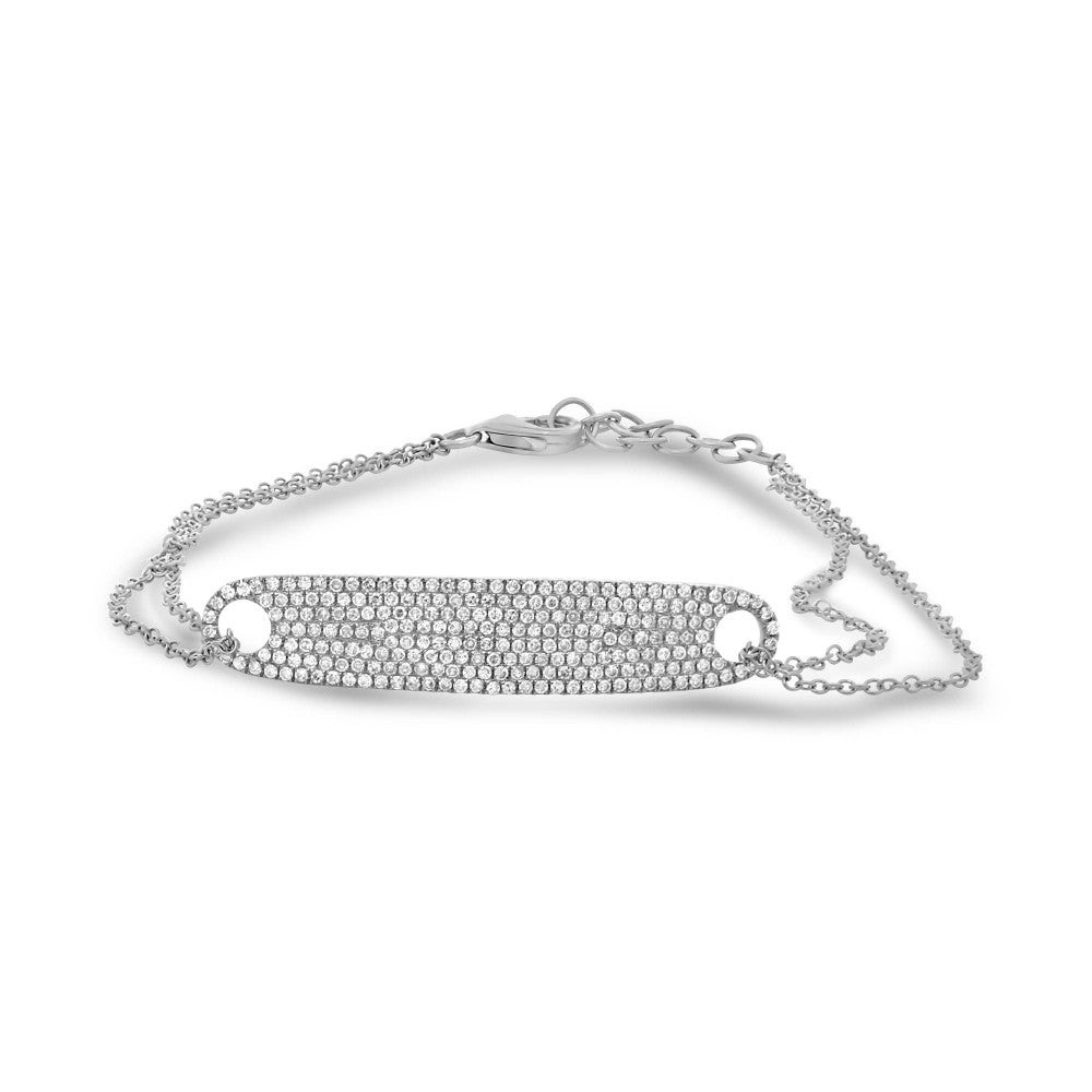 14K WHITE GOLD PAVE DIAMOND ID PLATE BRACELET 0.52CTW