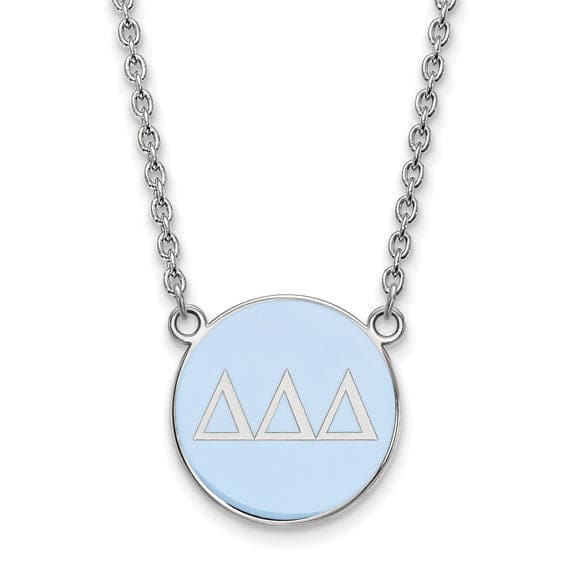 Sterling Silver Pitt Greek Delta Delta Delta Enamel Disc Necklace