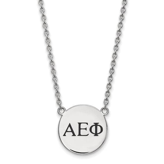 Sterling Silver Pitt Greek Alpha Epsilon Phi Disc Necklace