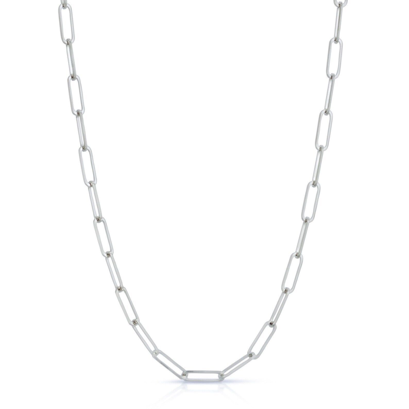 14K WHITE GOLD 32-INCH 4MM PAPERCLIP CHAIN NECKLACE